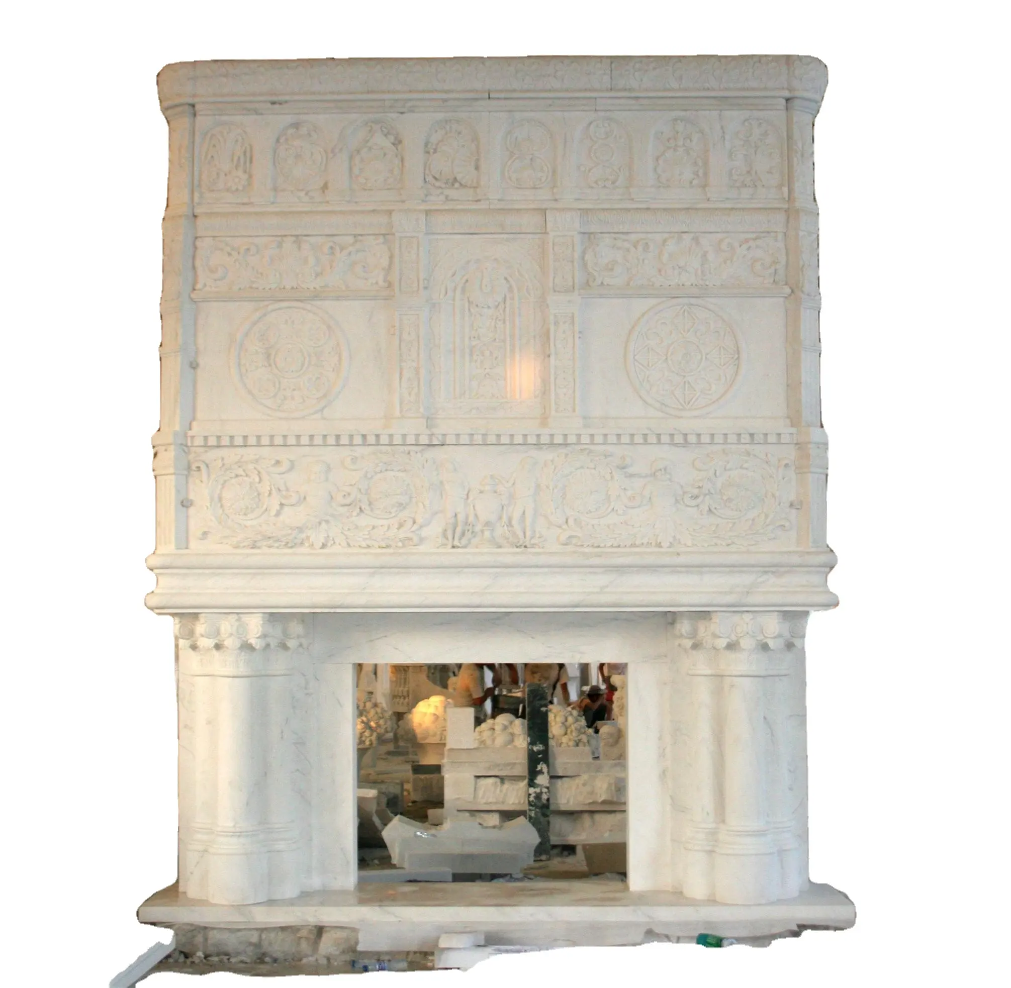 High Size Indoor Decoration Exquisite Patterns Marble Fireplace