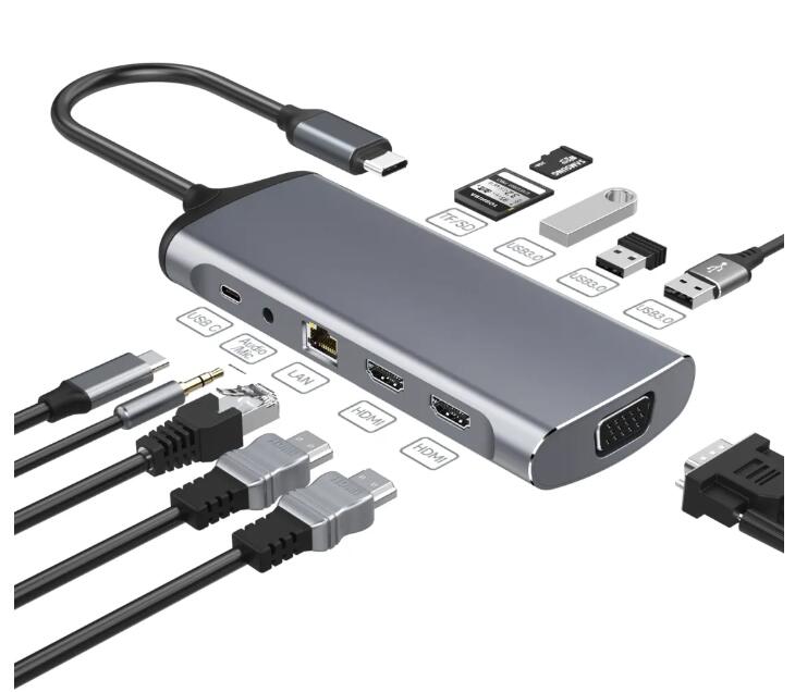 Многопортовый адаптер 3,1 Type C Hub Док-станция USB C Hub 10 в 1 адаптер USB C Hub