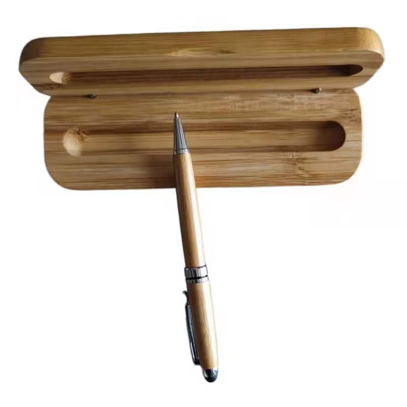 Ready stock Eco Friendly Engraved Logo Luxury Gift Bamboo Double Pen Set for VIP customer or Gift