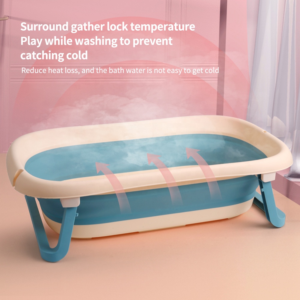 LD-WG0001S Portable bathtub foldable silicone children bath tub with hole and cover for kids