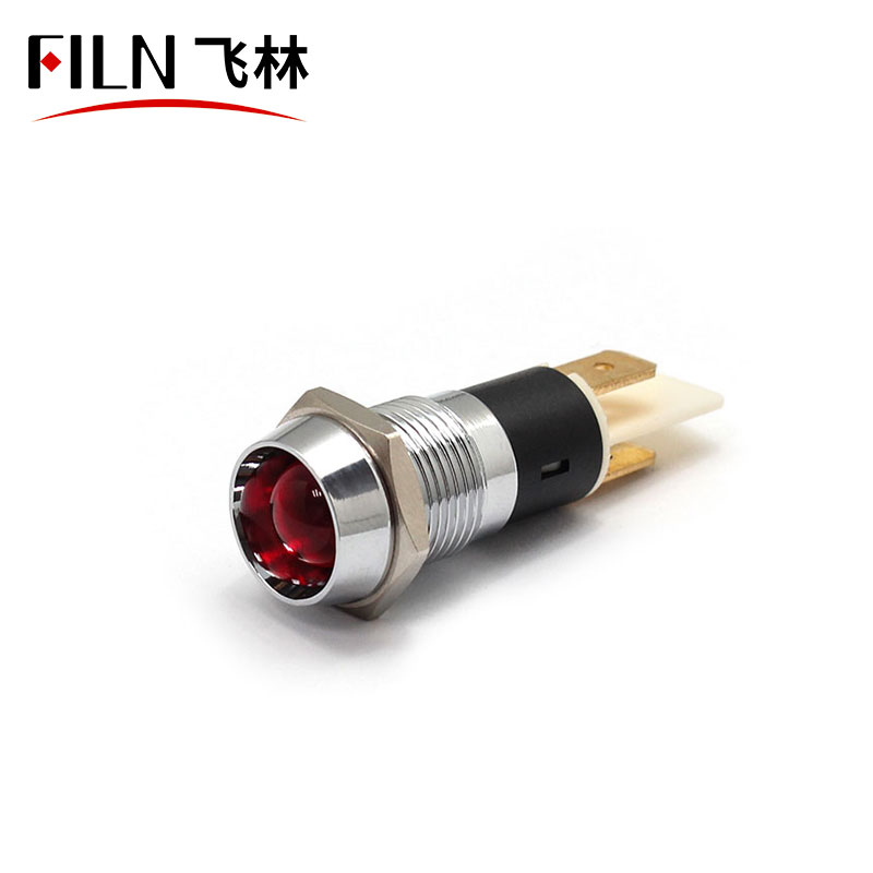 FILN 8mm 12mm 14mm Small IP67 Waterproof Brass copper Metal Indicator Light single bi-color 2 pins 12 volt led light