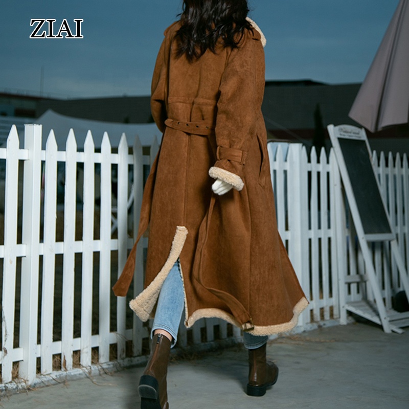 Winter high-quality fur one-piece lamb velvet cotton jacket women's thick and velvet stand-up collar mid-length coat jacket