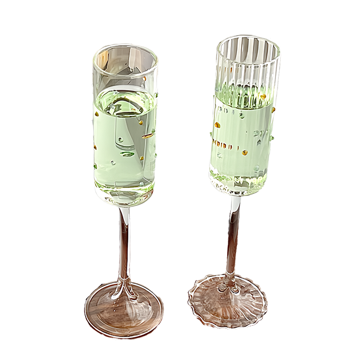 Silverbox High Borosilicate Heat-Resistant Wine Glass New Style Designer Gift Colorful Dot Champagne Glasses Set for Party
