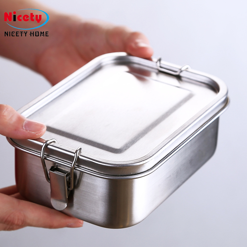 304 stainless steel lunch box compartment sealed leak-proof bento box square student lunch box crisper