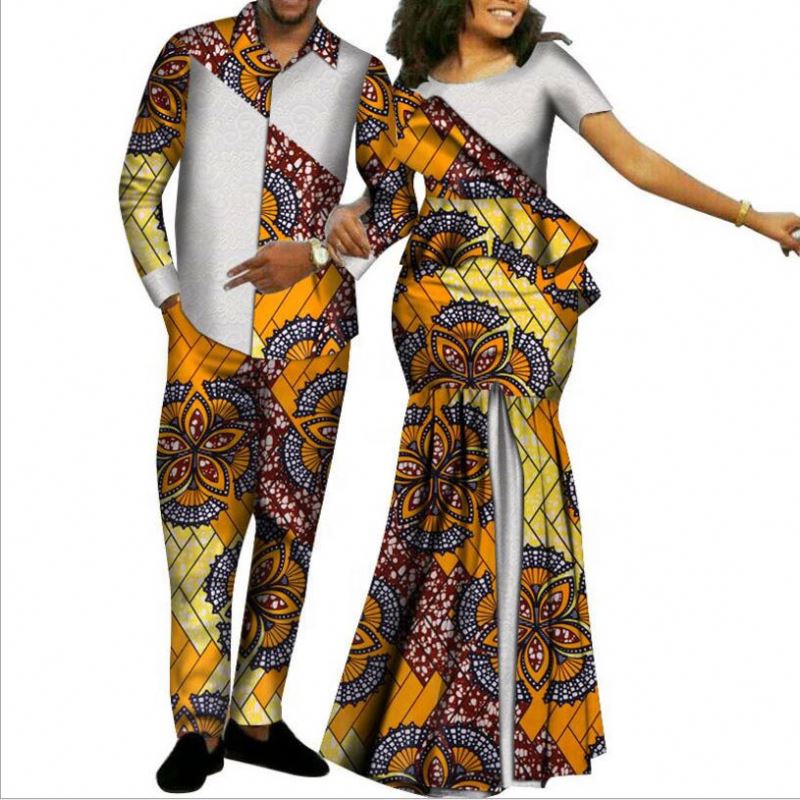 New Design Two Piece Set Couple Clothing Men's Suit Plus Women's Party Maxi Dress
