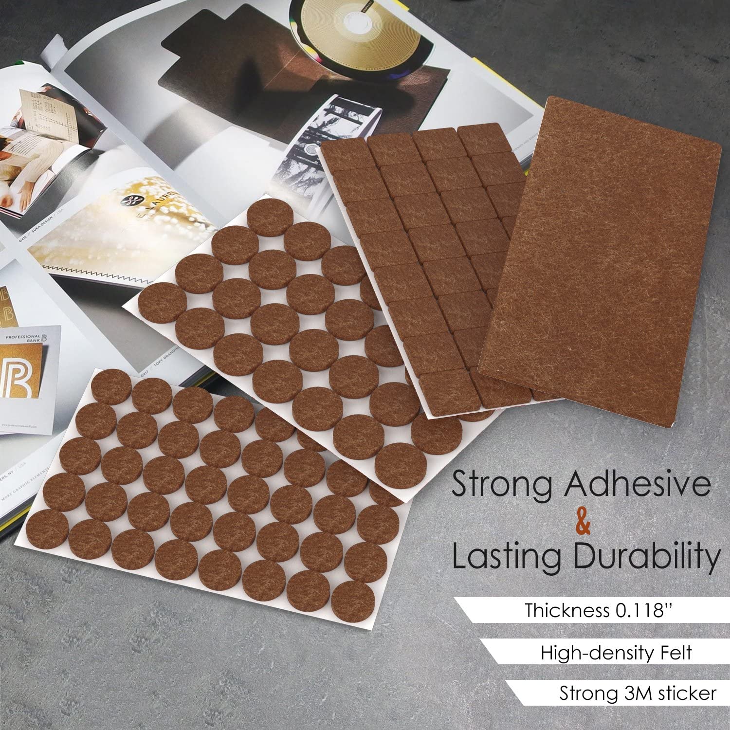 4 Pack Felt Pads, Great Protection for Furniture Legs with Assorted Sizes for Home Use, Coffee