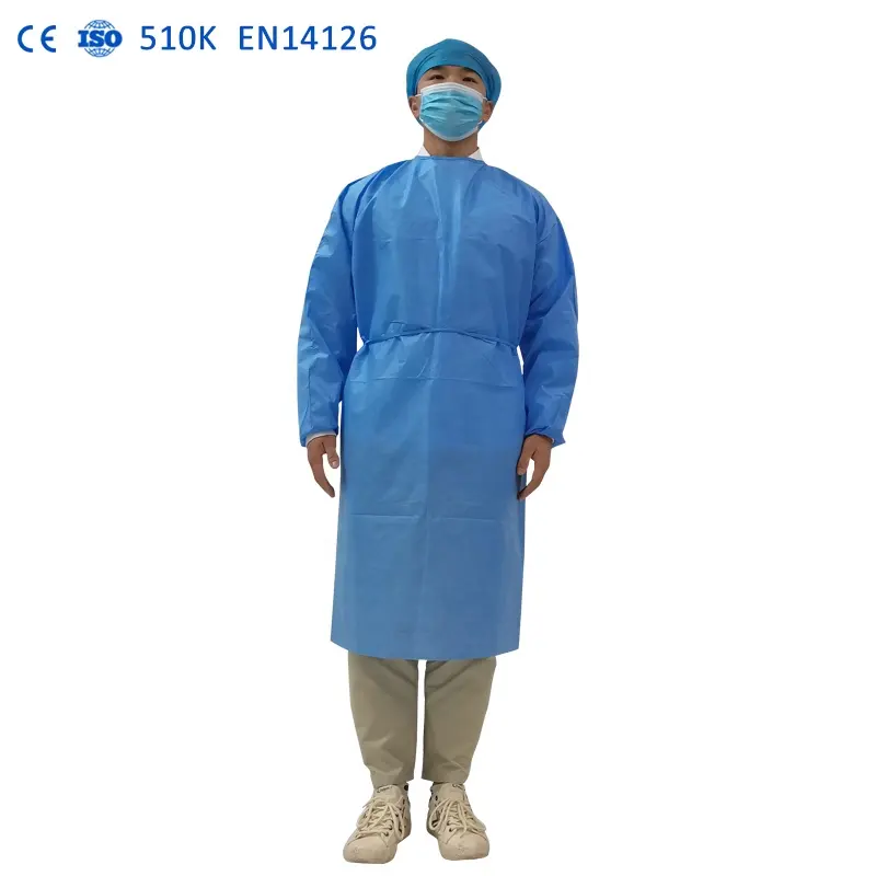 EN14126 Factory Disposable non sterile SMS Level 3 Surgical Isolation Gowns waterproof medical uniforms wholesale for healthcare