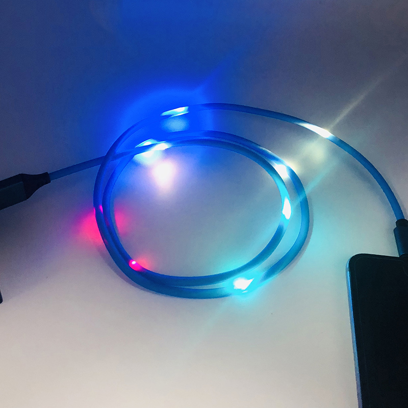 fatory price 2.1A fast charging high quality dateline led light music voice control type c, android port and iphone port