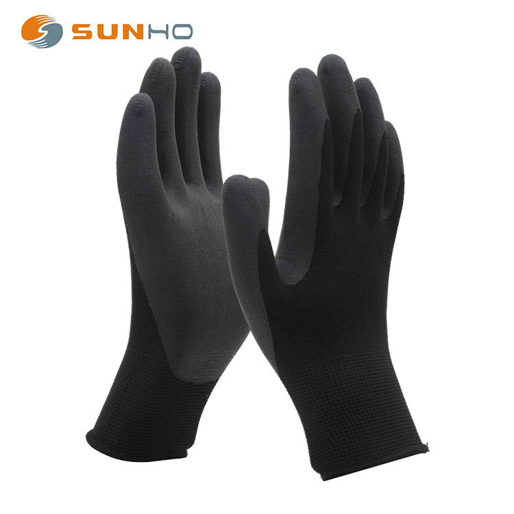 Sunnyhope изготовленным на заказ логосом вязаный 13 датчиков с подкладкой из полиэстера с полностью ориентированной нитью, покрытая Полиуретаном защитные перчатки