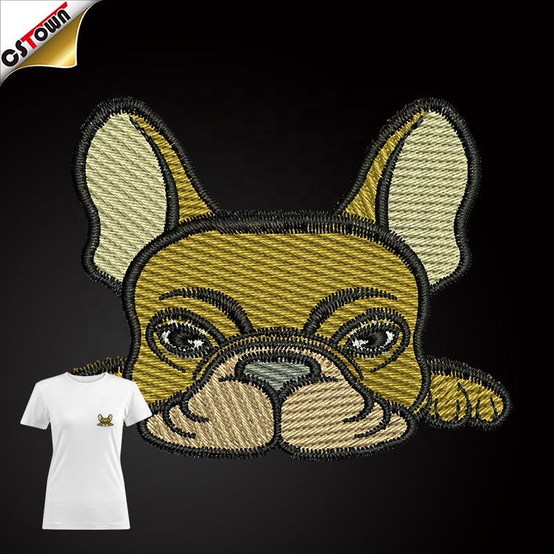 Cheap Custom Bulldog Embroidery Logo Patches Embroidered Appliques Colorful Embroidery For Clothes
