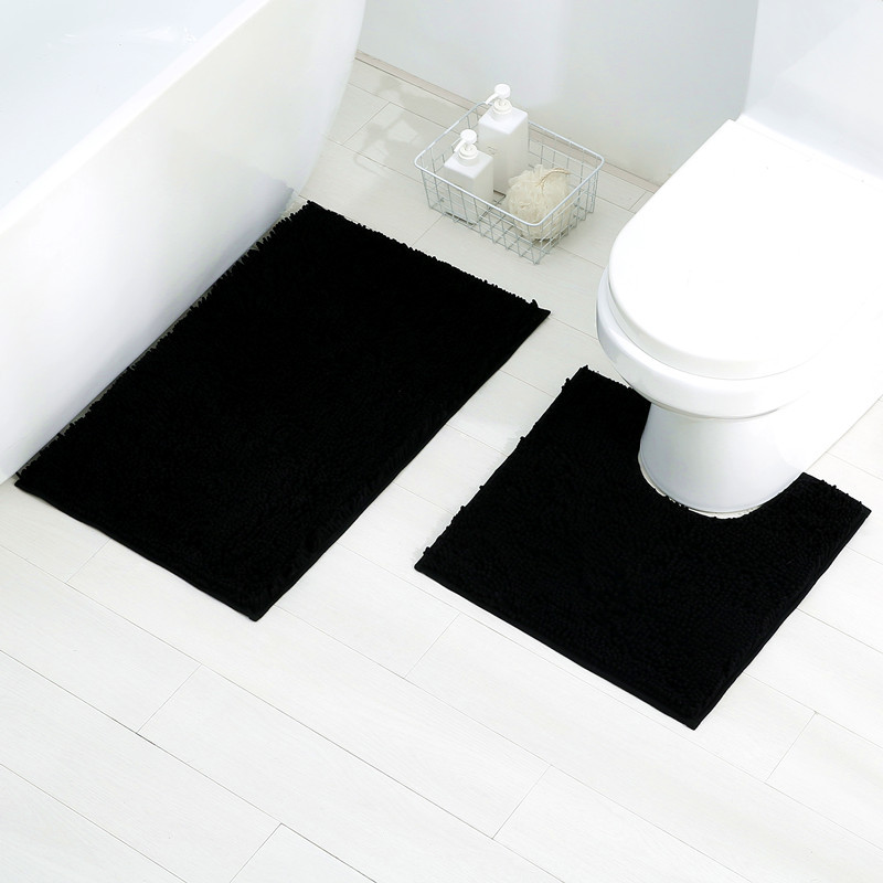 Water absorbent 2 piece chenille bath mat set