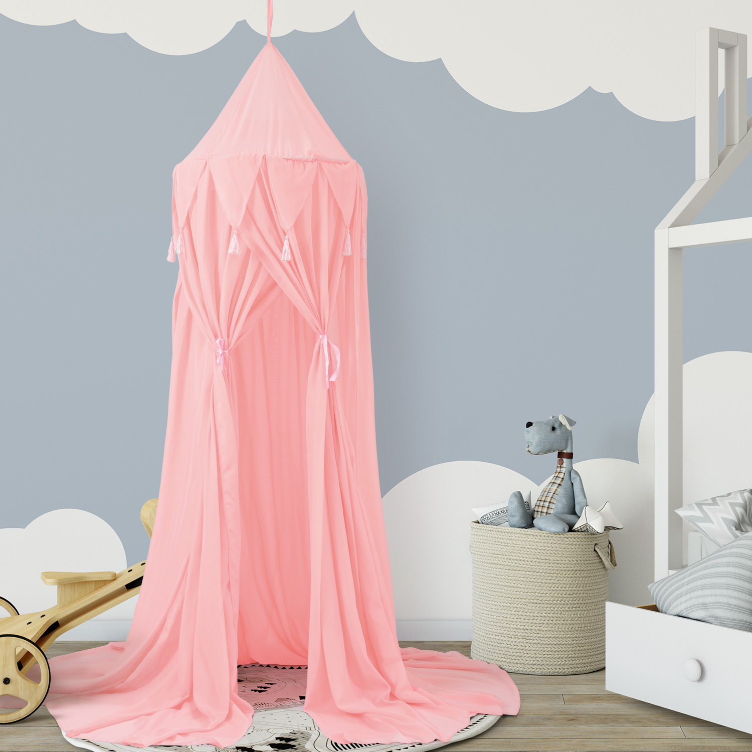 Pophorn Four Doors Anti Mosquito Net Hammock Chiffon Round Base Baby Bedding Set Mosquito Net