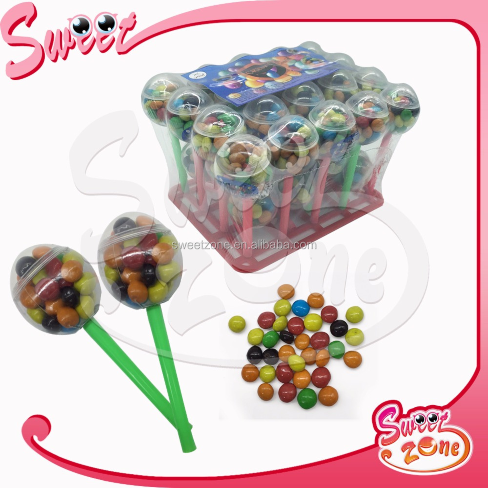 Colorful Bean Crispy Candy In Lollipop