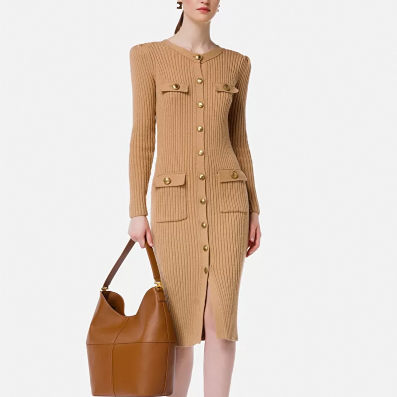 A5745 Autumn and Winter Long Sleeve Elegant Lady Sweater Dress Women Clothing