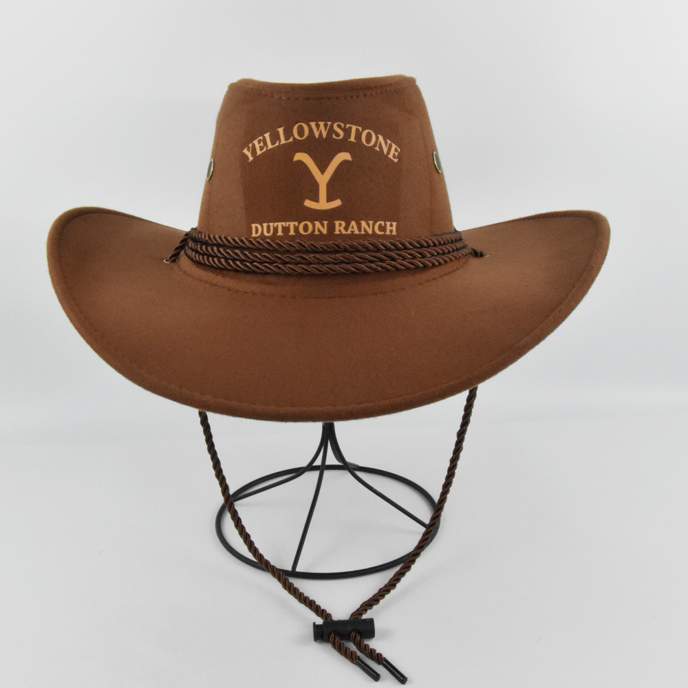Оптовая продажа, ковбойская шляпа YELLOWSTONE, джазовая шляпа с гнущимися полями, винтажная шляпа с веревкой