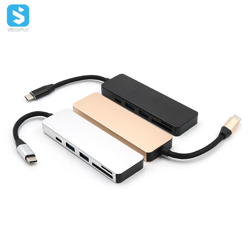USB хаб все в одном USB C концентратор Мульти USB 3,0 адаптер для MacBook Pro USB-C Тип C 3,0 разветвитель 5 портов USB кард-ридер