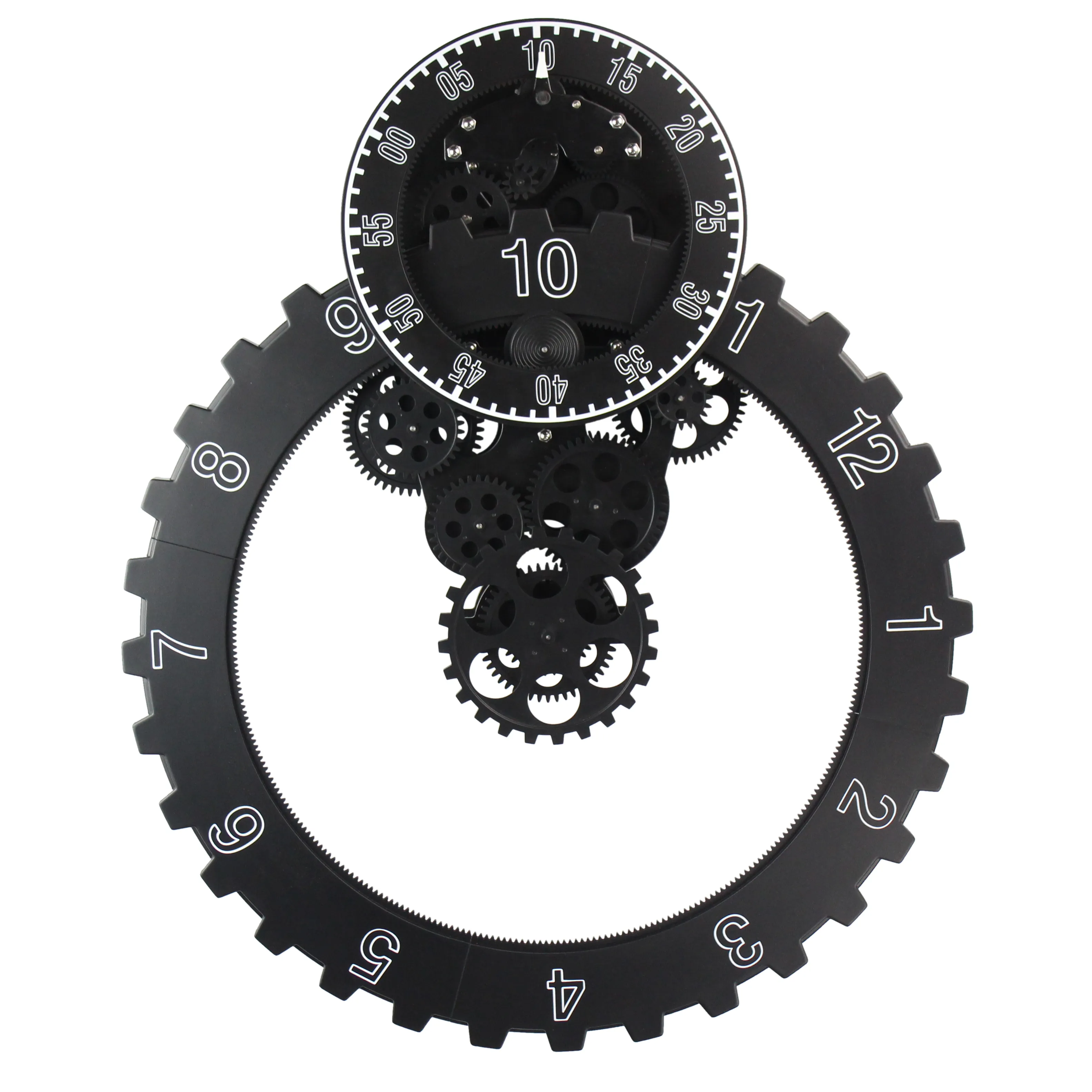 Factory ABS Premium Round Large Gear Shape Creative Industrial 3D Modern Gear Home Decor Hanging Mounted Wall Clock