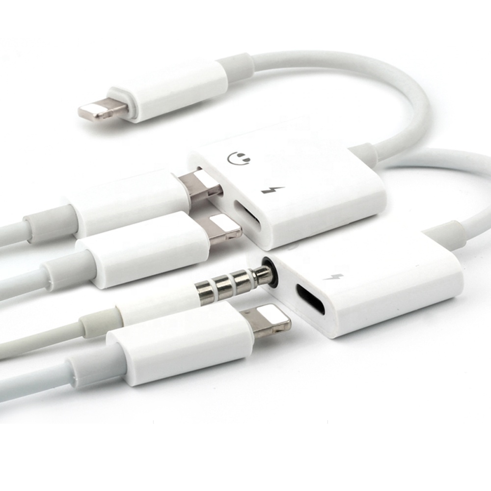 For iphone 2 in 1 mobile phones 3.5mm Usb Charging Cable Audio Adapter