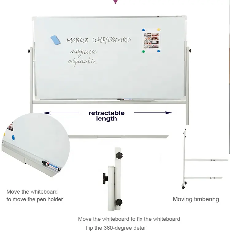 Excellent Double Sided Reversible Aluminum Frame Whiteboard With Movable Stand