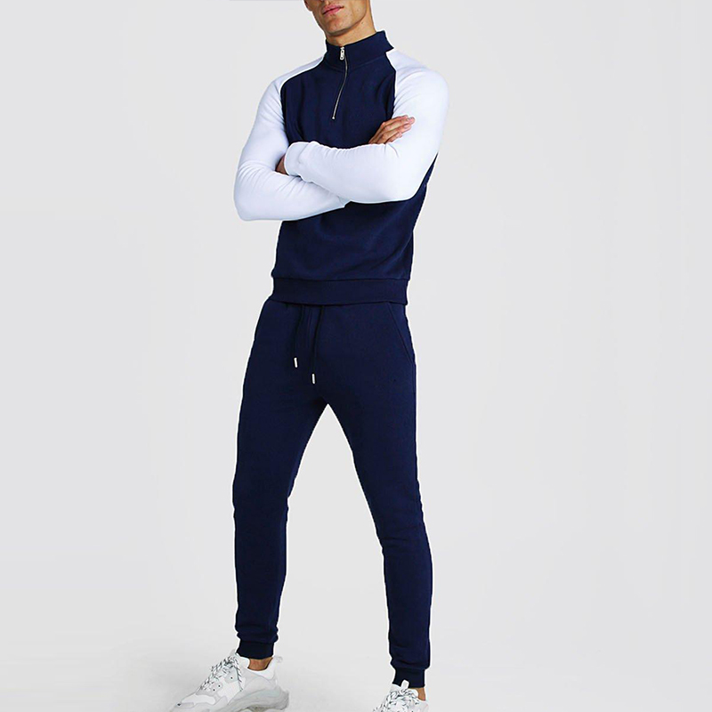 customizable embroidery logo half zip contrast raglan sleeve soccer tracksuit