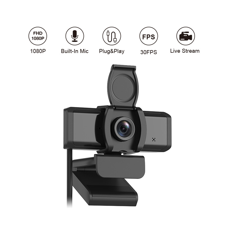 Hot Selling Webcam Full Hd 1080p Webcam Usb Plug and Play Webcam with from and Back 2.0mp Support PC-USB Interface Power Supply