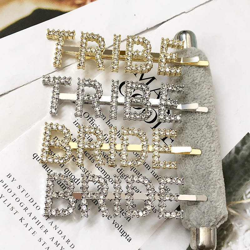 Инс Горячие Кристальные слова яркая буква Бобби Булавки Bling невесты племя аксессуары для волос прозрачный горный хрусталь заколка для волос