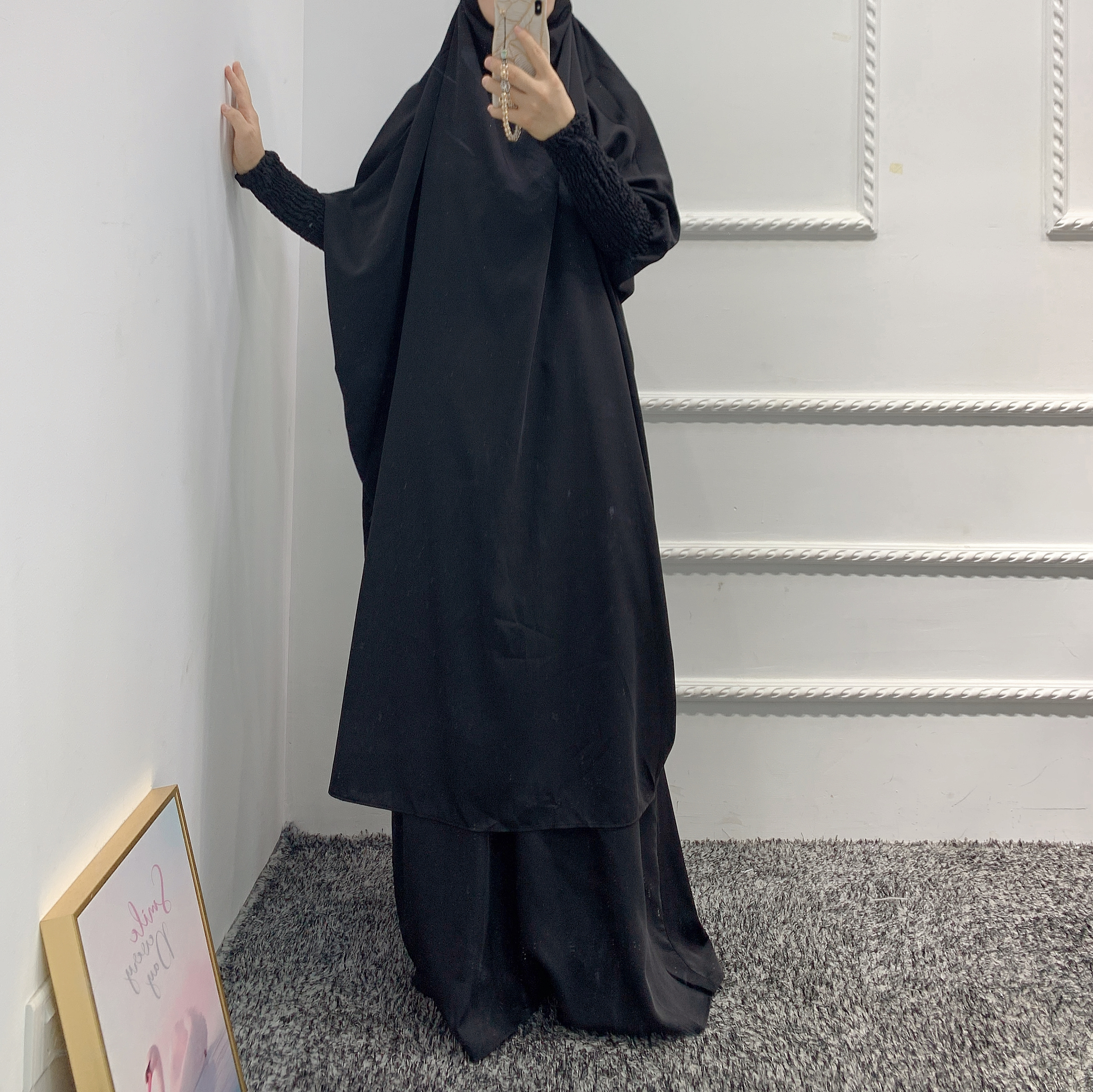 Wholesale 2pcs Prayer set Muslim Khimar Hijab Full Cover Abaya Jilbab Islamic Clothing