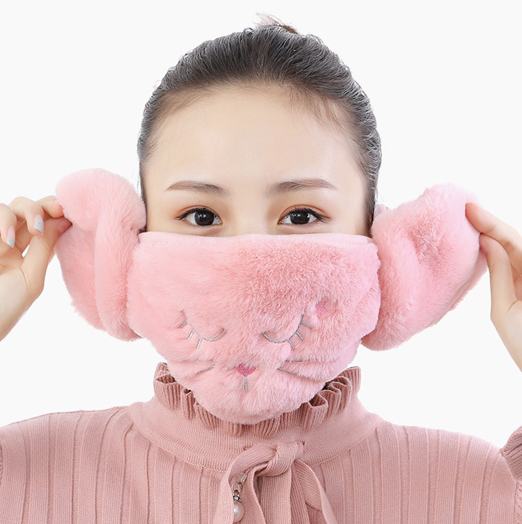 Functional women thick warm velvet plush Winter thermal Earmuffs With Face-mask cover for lady
