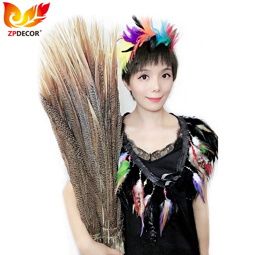 Leading Supplier ZPDECOR Wholesale Size 55-60 cm Natural Golden Pheasant Tail Feathers for Carnival Costumes