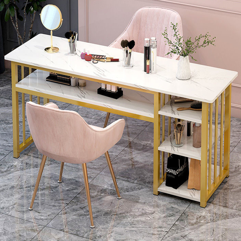 Luxury Marble and Metal Manicure Table for Nail Art Beauty Salon