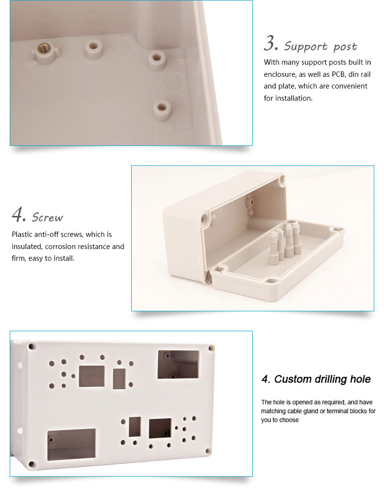 Custom ABS IP66 pcb enclosure plastic electronic waterproof junction box outdoor battery case enclosure