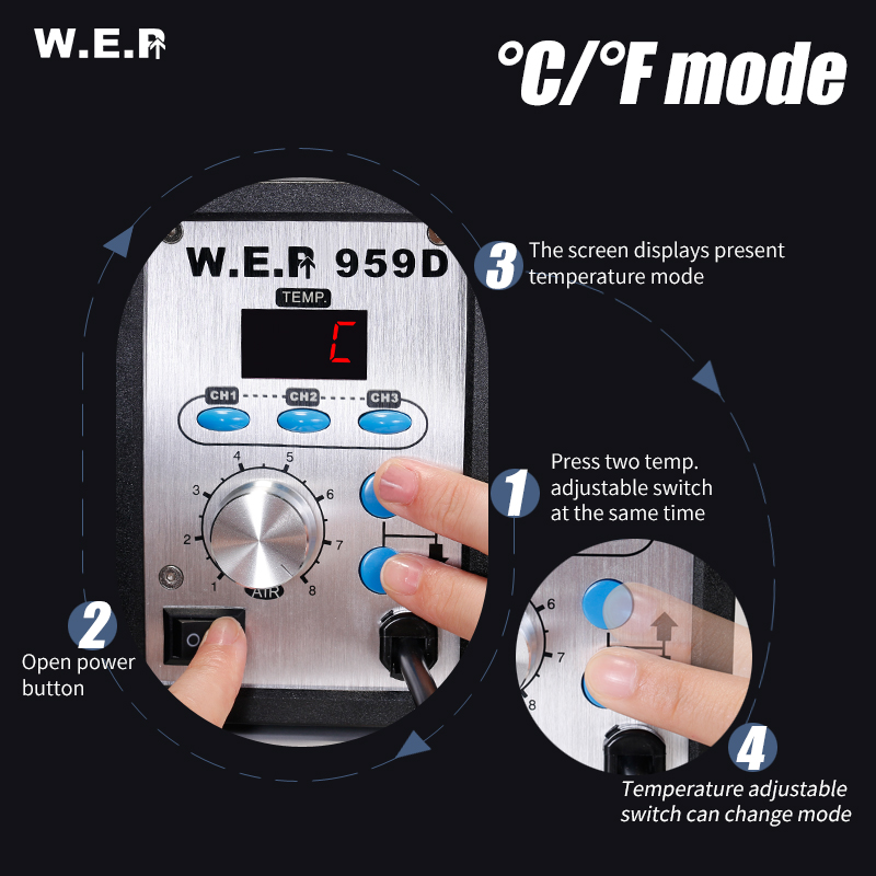 WEP 959D ручные инструменты для ремонта мобильных телефонов другое сварочное оборудование BGA профессиональная пайка SMD паяльная станция для переделки горячим воздухом