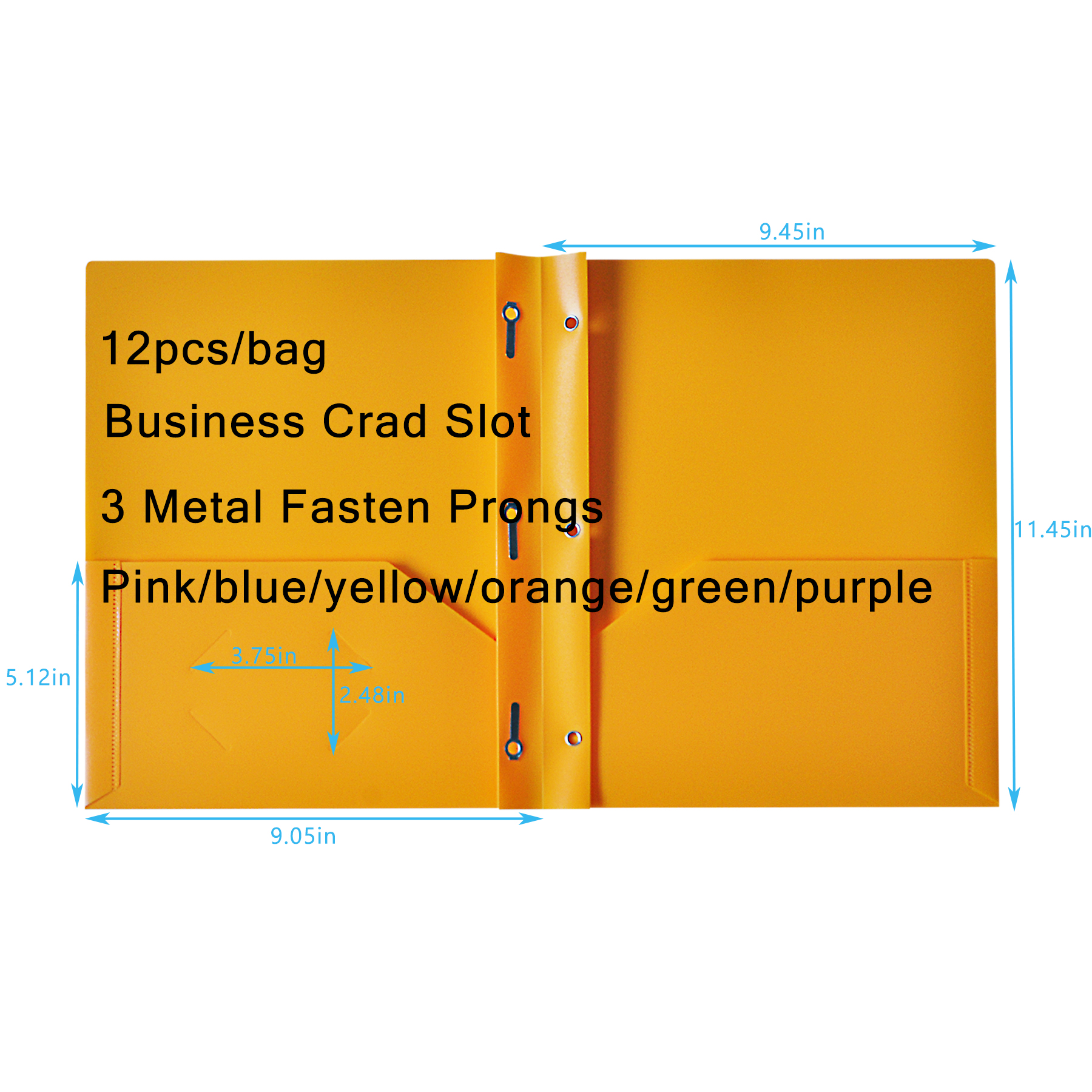 6 Bright Color Letter Size Heavy Duty Two Pocket 3 Prong Folders File Folders With Fasteners For Office School Use