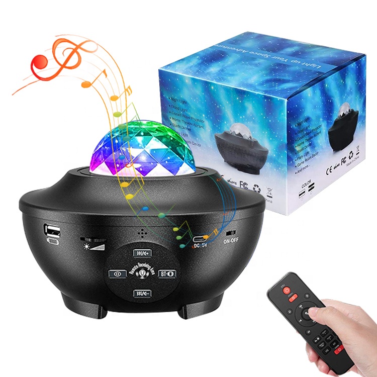 Новый светодиодный прожектор Nebula Cloud Moving Ocean Wave с инфракрасным управлением RGB с музыкальным проигрывателем, ночник, светодиодный проектор