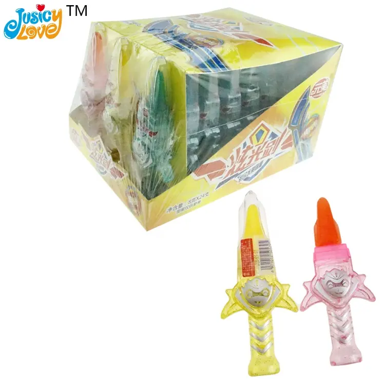 Light Up Sword Shaped Lollipop Fruit Flavor Hard Candy Sweet Toy Candy