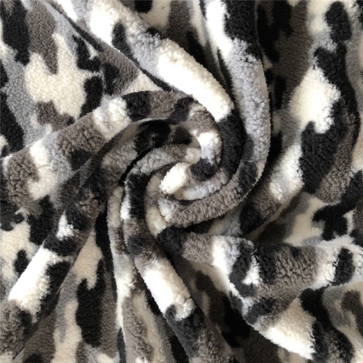 100% polyester faux fur sherpa plush sherpa velveteen camo printed custom sherpa fabric