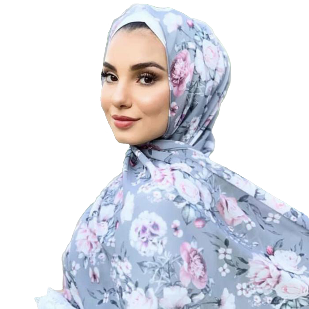 Wholesale Factory New Arrival Muslim Headscarf Malaysia Floral Printed Shawls Scarves Chiffon Hijabs