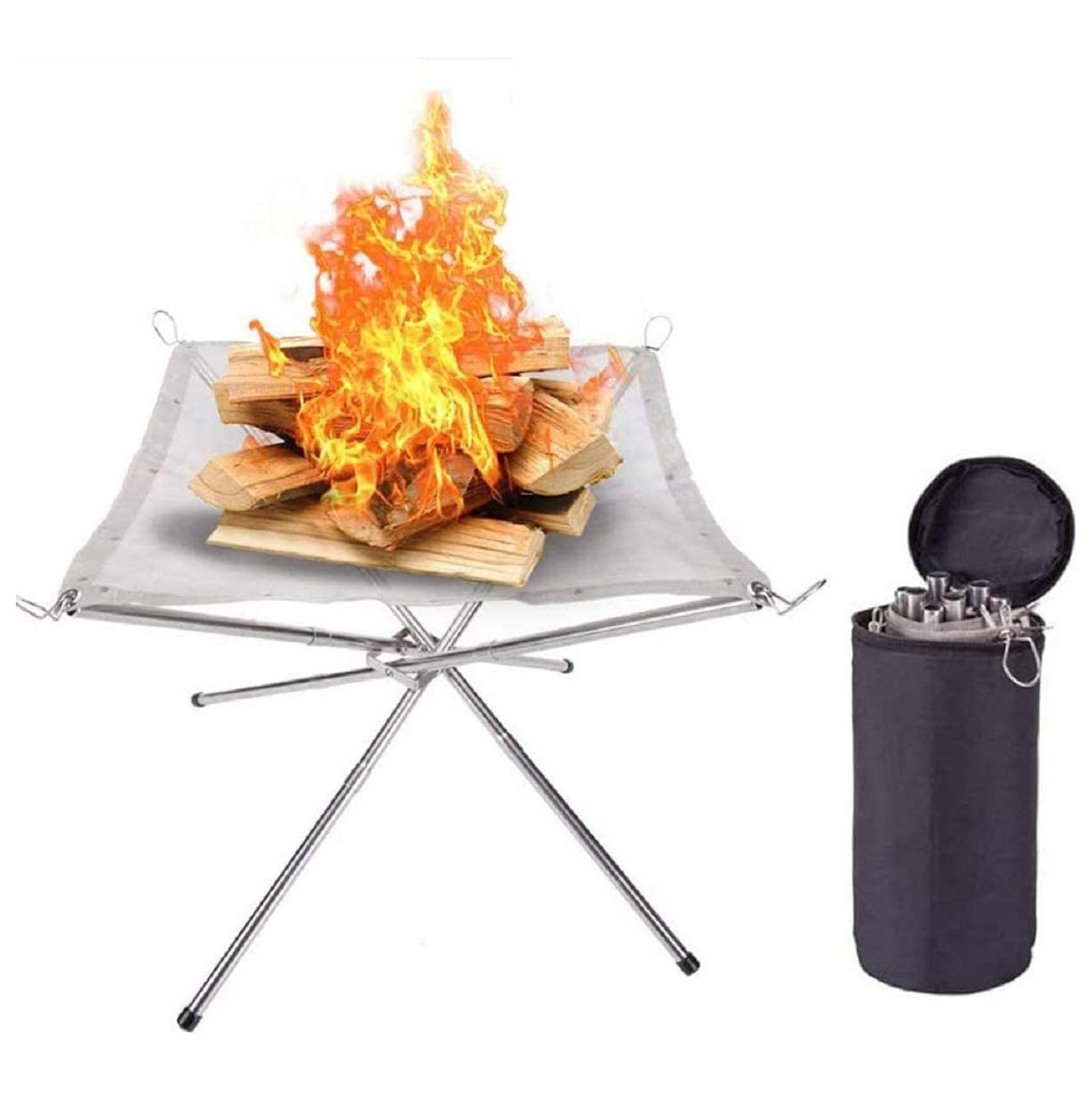 Folding Firewood Rack Stand for Outdoor Portable Outdoor Fire Pits