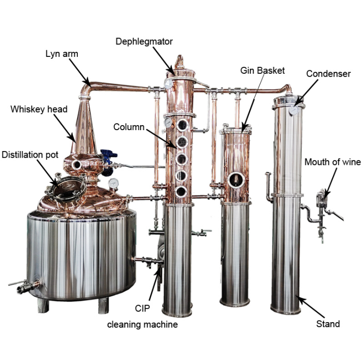 300L liquor distillery gin making machines copper still whisky still