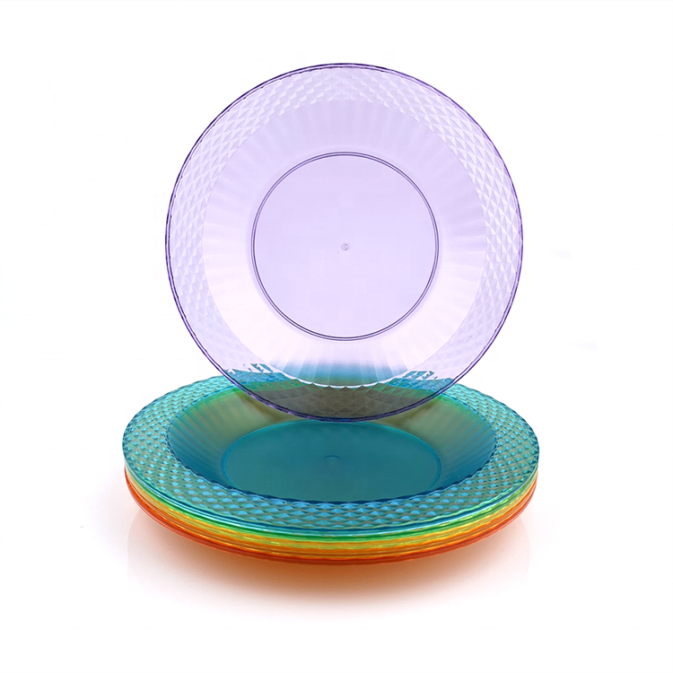 New fashion customized design rainbow color 8.8 in. plastic dinner plate indoor and outdoor