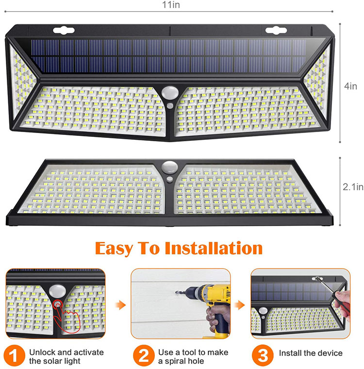 Outdoor Motion Sensor Light 288Led Solar Garden Waterproof