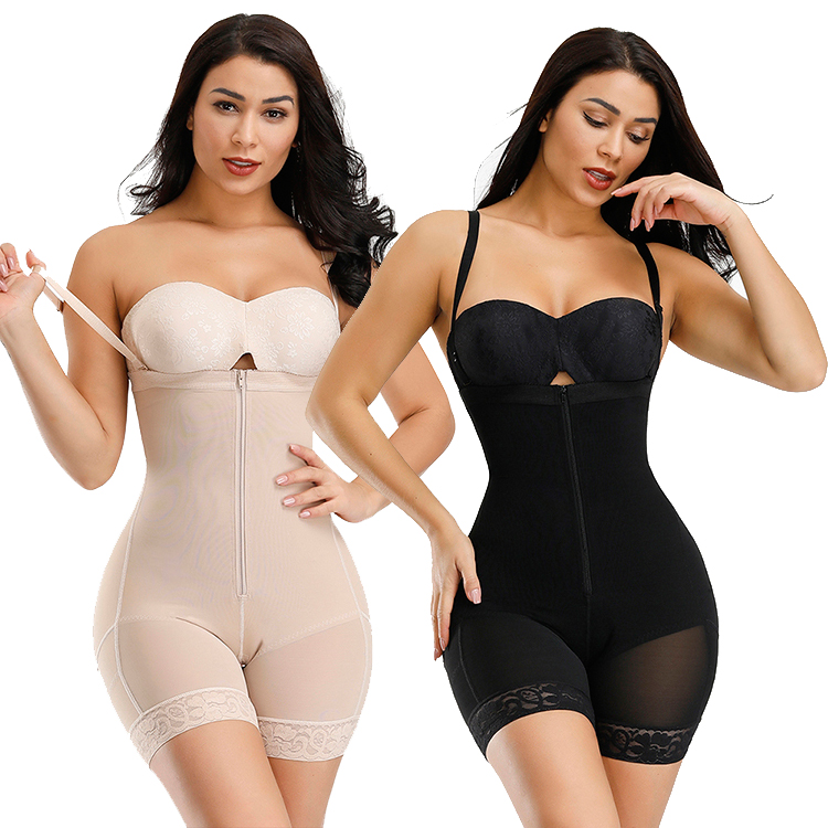 Slim Body Shaper High Waist Double Control Adjustable Hooks And Zipper Slimming Full Body Shapewear For Women