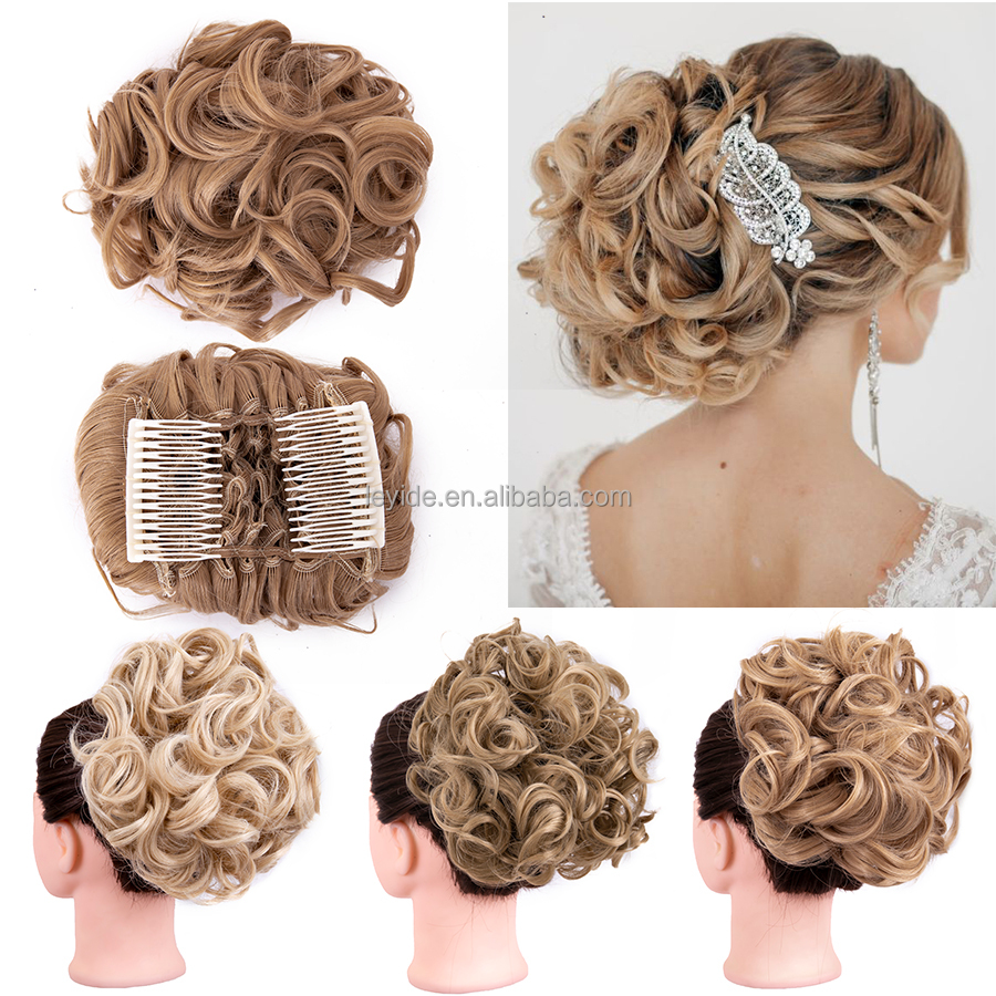 AliLeader Chignon Hairpiece Curly Dish Chignon Bun Updo Haircomb Extension Combs in Hair Piece Messy Bun Scrunchie for Women