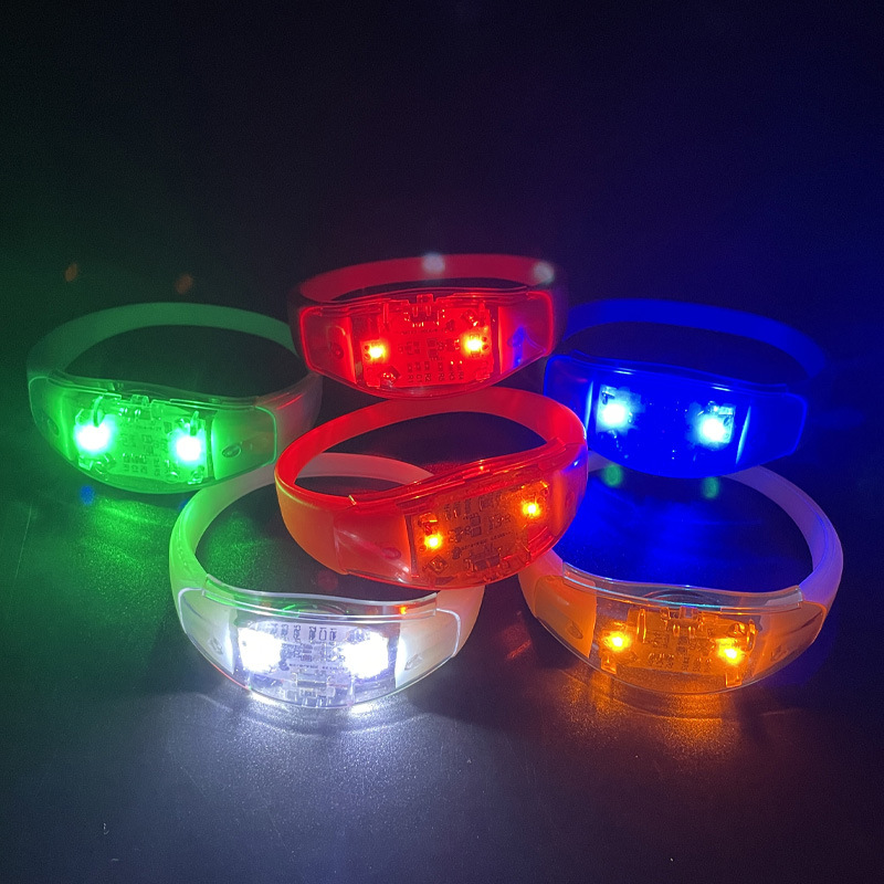 Music Activated Led Wristbands Silicone Bracelet Customizable Logo Sound Activated Led Silicone Bracelet For Rave Party