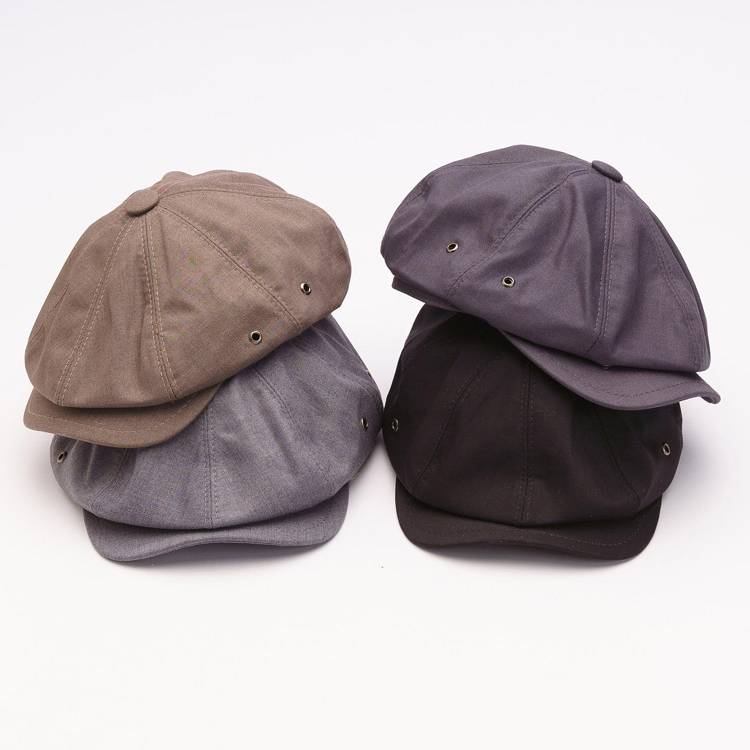 Male 100%Polyester Comfortable Flat Vintage Plain British Ivy Cap Hats for Men