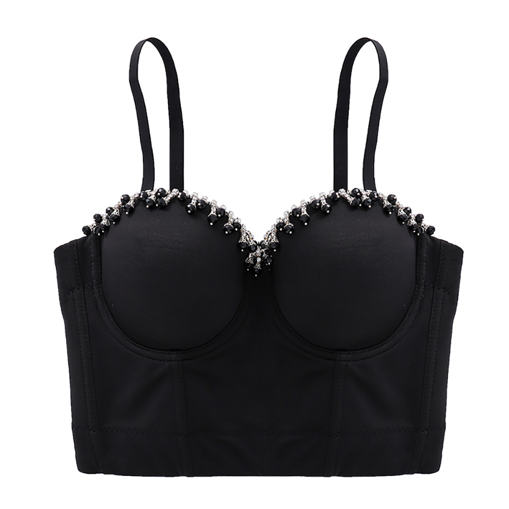 T897 Wholesale New Mesh Chain Gemstone Camisole Outwear Vest Fashion Latest Cute Tube Crop Tops Ladies Summer
