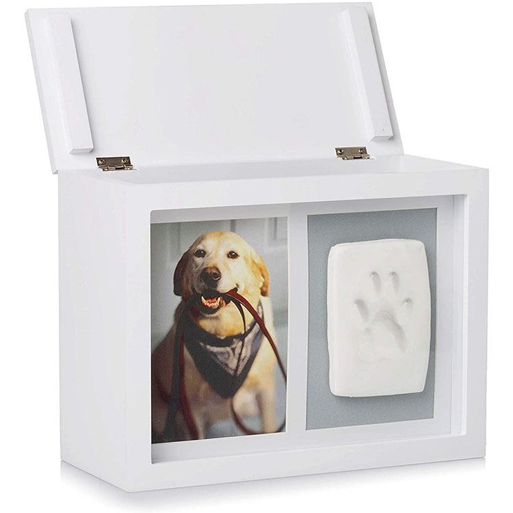 Solid wood customization rectangle white Cat dog Personalized memory box wooden photo frame pet urns
