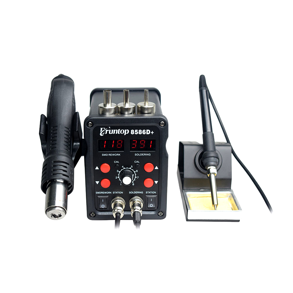 Eruntop 8586D + Электрический паяльник с двойным цифровым дисплеем + пистолет горячего воздуха Улучшенная паяльная станция SMD модернизированная 8586