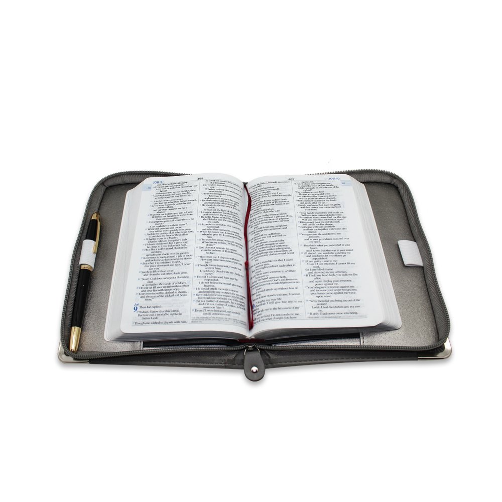 Boshiho Bible Cover Smooth PU Leather Bible Case Bag Bag for Church Christian Perfect Gift Zipper Bible Book Carrier Holder