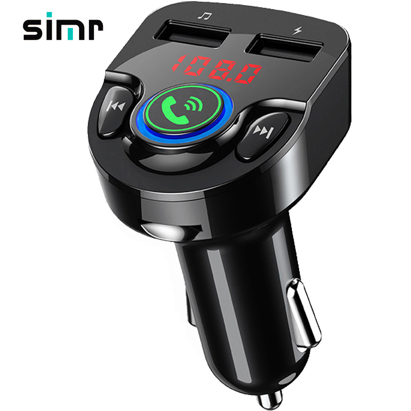 simr BT5.0 Voltage Dual USB charger FM Transmitter Carkit Handsfree Wireless bluetooth mp3 car mp3 player